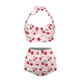 thumbnail image 3 of Renewold Pink Women Bikini Swimsuit Set Quick-Dry Halter Swimsuits, Cherry Ruched Tie Knot Bikini Set of 2 Surfing/Swimming Tummy Control Beachwear Bathing Suit Size S, 3 of 6