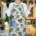 thumbnail image 6 of Blue Highland Cow Flower Butterfly Pattern Apron-Garden Aprons for Women with Pockets-Cotton Linen Waterproof Kitchen Cooking Gardening Aprons Adjustable for Kitchen,Cooking,BBQ and Salon 33x27 Inch, 6 of 7