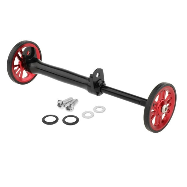Portaequipajes trasero con varilla de extensión para ruedas de bicicleta plegable para transportar y caminar Rojo negro