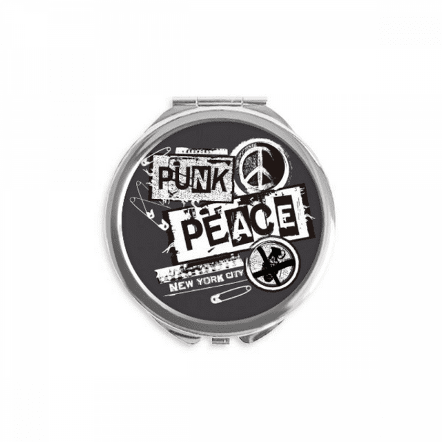 Punk New York Anti-war Illustration Pattern Hand Compact Mirror Round Portable Pocket Glass
