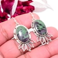 thumbnail image 3 of Natural Ruby With Zoisite - Tanzania Designer Handmade 925 Sterling Silver Earring 1.76" E83124, Christmas Gift, 3 of 4