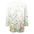 thumbnail image 5 of White Women's Short Sleeve T-shirt, Women'S Spring/Summer Round Neck Flower Print Loose Casual 3/4 Sleeve T Shirt,Women's Short sleeve T-shirt XXL, 5 of 5