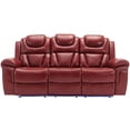 thumbnail image 4 of DeeHome Home Theater Seating Manual Recliner Chair with Center Console and LED Light Strip for Living Room, Wind Red, 4 of 9