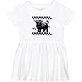 thumbnail image 3 of Inktastic Highland Cow Lover Checkered Girls Baby Dress, 3 of 5