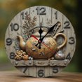 thumbnail image 1 of Wall Clock Decorative - Tea Pot Rustic Shelf Print 2D Vintage Wall Clocks Battery Operated Silent Non-Ticking for Bedroom, Living Room, Kitchen, Office, Classroom, 9.84 Inch, 1 of 7