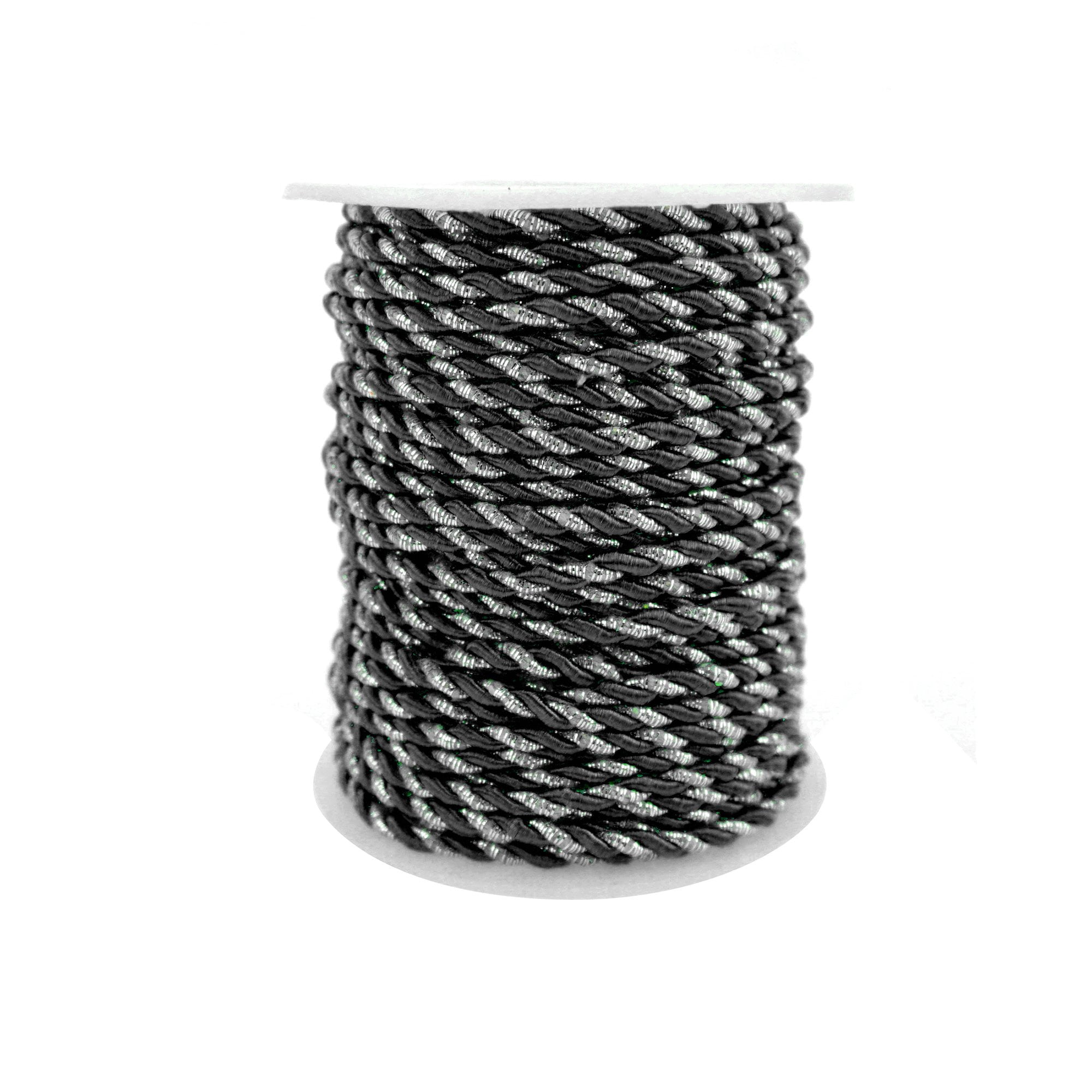 Metallic Twisted Cord Rope Trim, 3mm, 25Yard, Black
