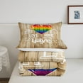 thumbnail image 4 of YST Pride Decorations for Home, Love Home Pride Day Comforter Set Lgbt Sign Decor Bedding Comforter Sets Rainbow Pride Wodden Style Bedding Sets with 2 Pillowcases Full, 4 of 6
