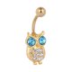 thumbnail image 5 of Lindo chapado en oro Animal búho diamantes de imitación vientre ombligo anillo joyería Piercing del cuerpo (poste de oro), 5 of 5