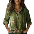 thumbnail image 4 of ZJXFGS Women'S Sweatshirts Blouses & Button-Down Shirts Womens Tops Dressy Casual Comfort Color Sweatshirts Striped Button Down Shirt Women Early Fall Fashion Fall Blouses For Women 2025 Green M, 4 of 4