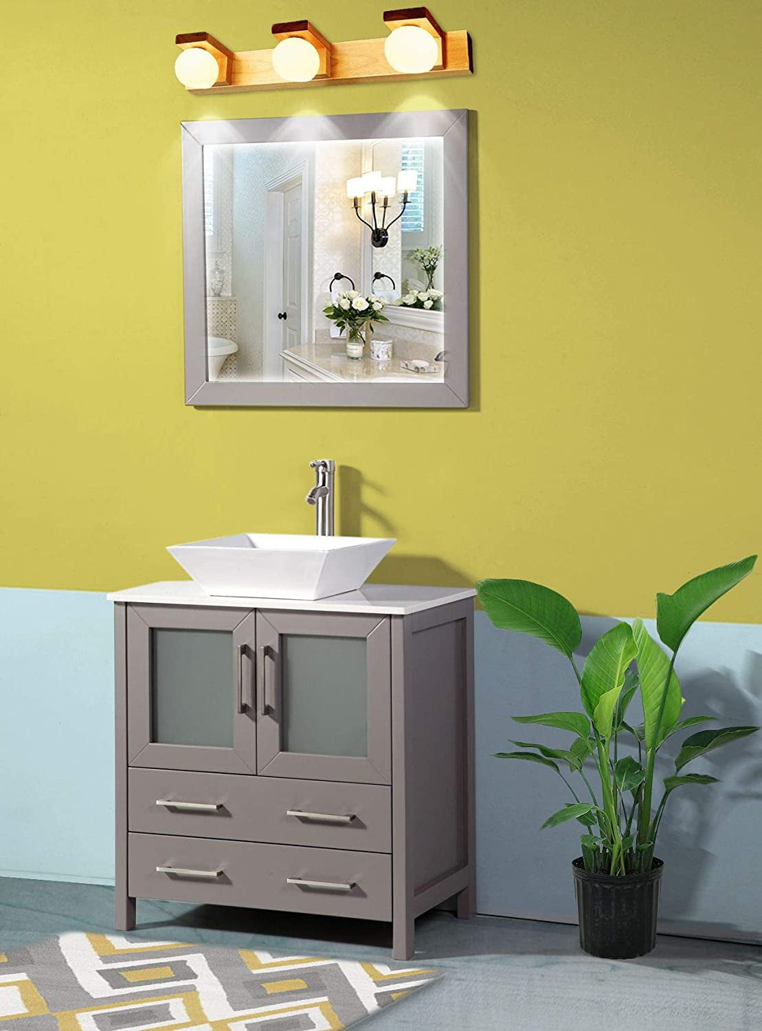 Vanity Art 30 Inches Single Sink Bathroom Vanity Cabinet 2 Drawers, 1