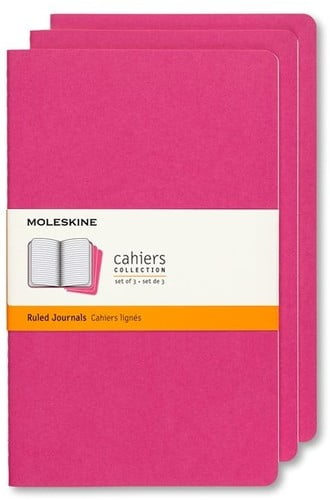 Moleskine Cahier Journal (Set of 3), Pocket, Ruled, Kinetic Pink (3.5 x 5.5) (Books)