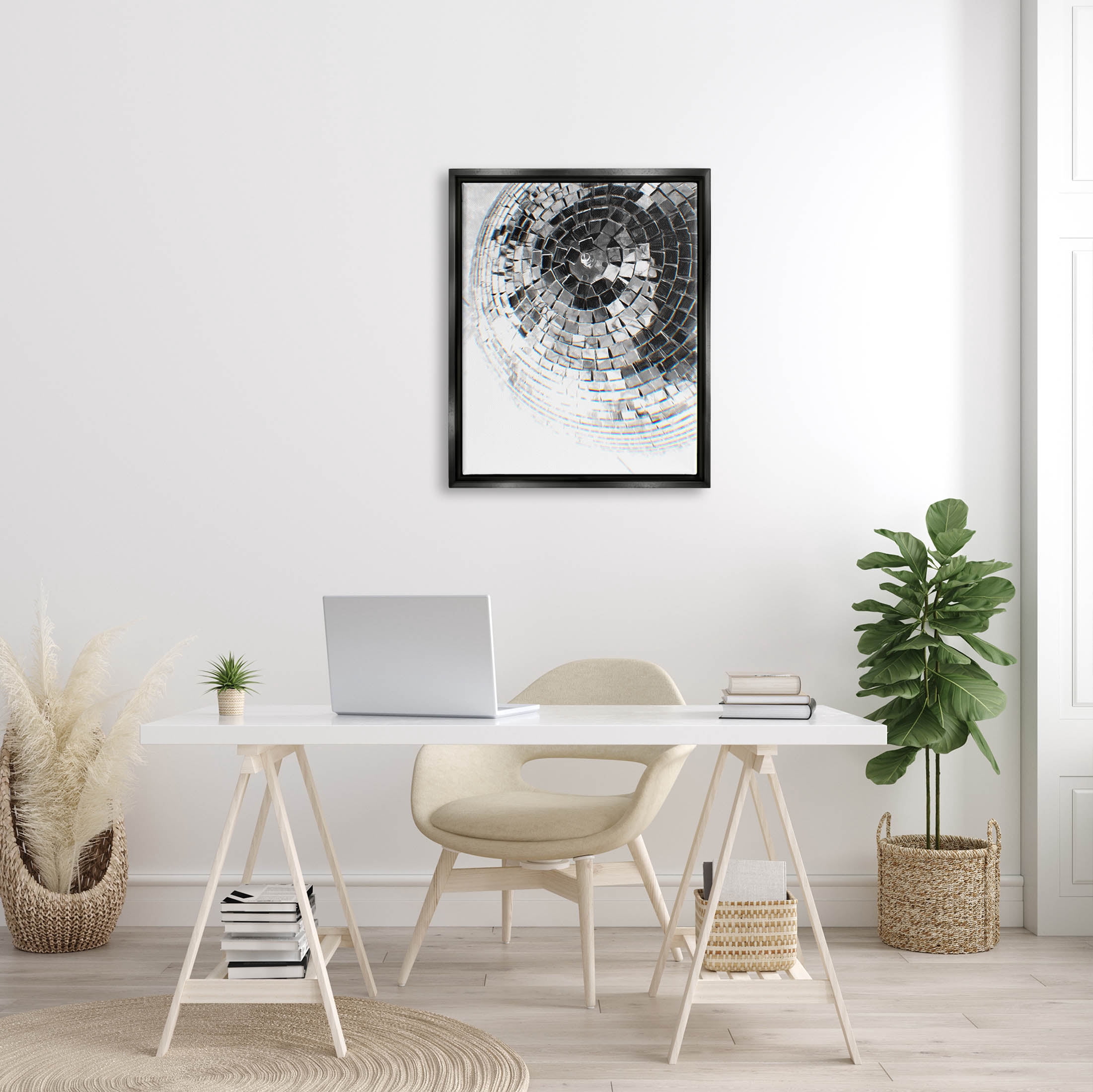 Stupell Industries Fading Disco Ball Monochrome Photography Photograph Jet Black Floating Framed Canvas Print Wall Art, Design by Ziwei Li