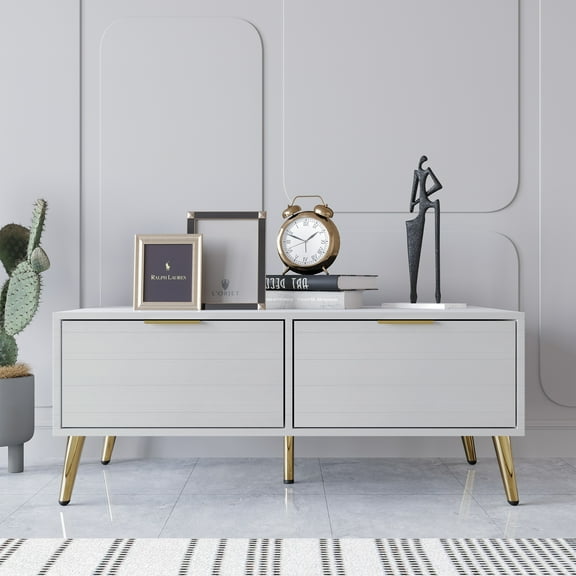 Castle Place Contemporary Coffee Table, White
