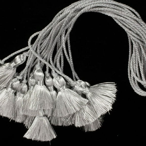 The Ribbon People Pack of 10 Small Beautiful Shining Metallic Silver Tassels 35mm