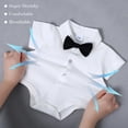 thumbnail image 6 of ZOEREA Baby Boy Clothes Toddler Boy Outfits 4PCS Gentleman Dress Romper/Vest/Pants/Bow Tie Cotton Suit Sets, 6 of 12