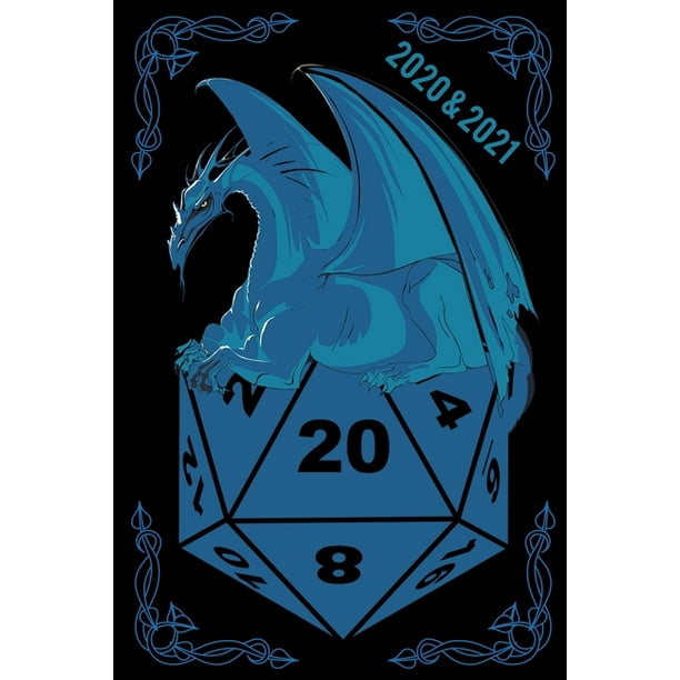 RPG D20 Dice Bordgame blue Dragon Calendar Weekly Planner and 24