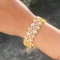 thumbnail image 5 of Adjustable Cubic Zircon Wide Open Cuff Bangle Silver Plated Shiny Women Jewelry, 5 of 9