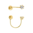 thumbnail image 2 of Broqueles Curvo (telefono) Bolita Y Circonia Oro De 10 K Joyeria M De Leon Broqueles Curvo (telefono) Bolita Y Circonia, 2 of 2