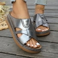 thumbnail image 6 of Tbopshirt Orthopedic Wedge Sandals for Women Dressy Summer Solid Color Wedge Heel Open Toe Beach Slides with Arch Support, 6 of 9