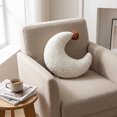 thumbnail image 5 of Rirozkan Throw Pillow, 13.4 Inch Moon Shaped Plush Yarn Cushion, Teddy Fleece Soft Decorative for Sofa, Couch, Bed, Living Room, 5 of 7