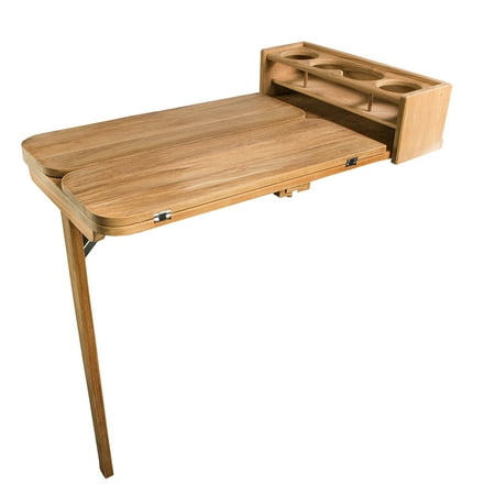 Whitecap Cockpit Table with Folding Leaves & Drinkholder Table Top - Holds 4 Glasses