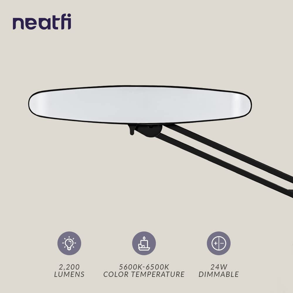 メール便可 2セットまで Neatfi XL 200 Lumens LED Task Lamp with Clamp 24W Super  Bright Desk Lamp 117 Pcs SMD LED 20 Inches Wide Lamp Level Brightness  Dimmable Eye-