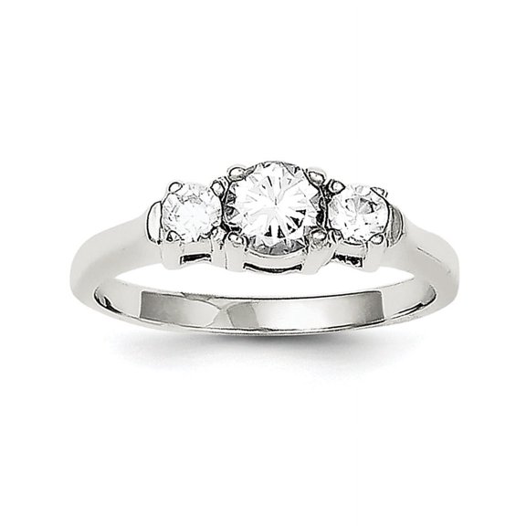 Jewelry by Sweet Pea Sterling Silver Rhodium-plated Three CZ Ring