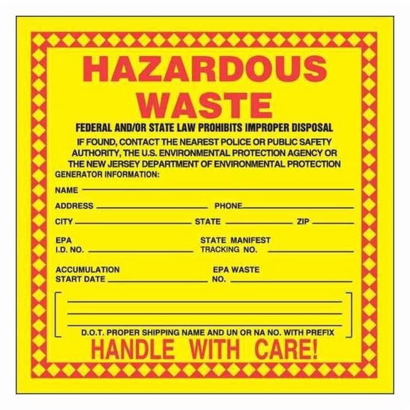 Accuform DOT Handling Label, Vinyl, 6" W, 6" H MHZWNJEVL