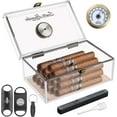 thumbnail image 1 of Scotte Humidificateur à Cigares en Acrylique avec Humidificateur et Hygromètre, Peut Contenir Environ 20 Cigares Y Compris Coupe-Cigares et Punch à Cigares (Clair-1), 1 of 7
