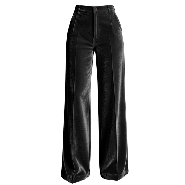 black velvet dress pants womens Guacer No Boundarie Wide Leg for Women Business Casual High Waisted Work Trousers Button Front Pintuck, Women's, Size: XL minimalist bridal gown