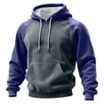 thumbnail image 2 of Men Winter Raglan Color Block Hoodie Long Sleeve Pullover Contrast Sleeve Solid Street Sweatshirts with Pocket (Dark Gray,XXL), 2 of 8