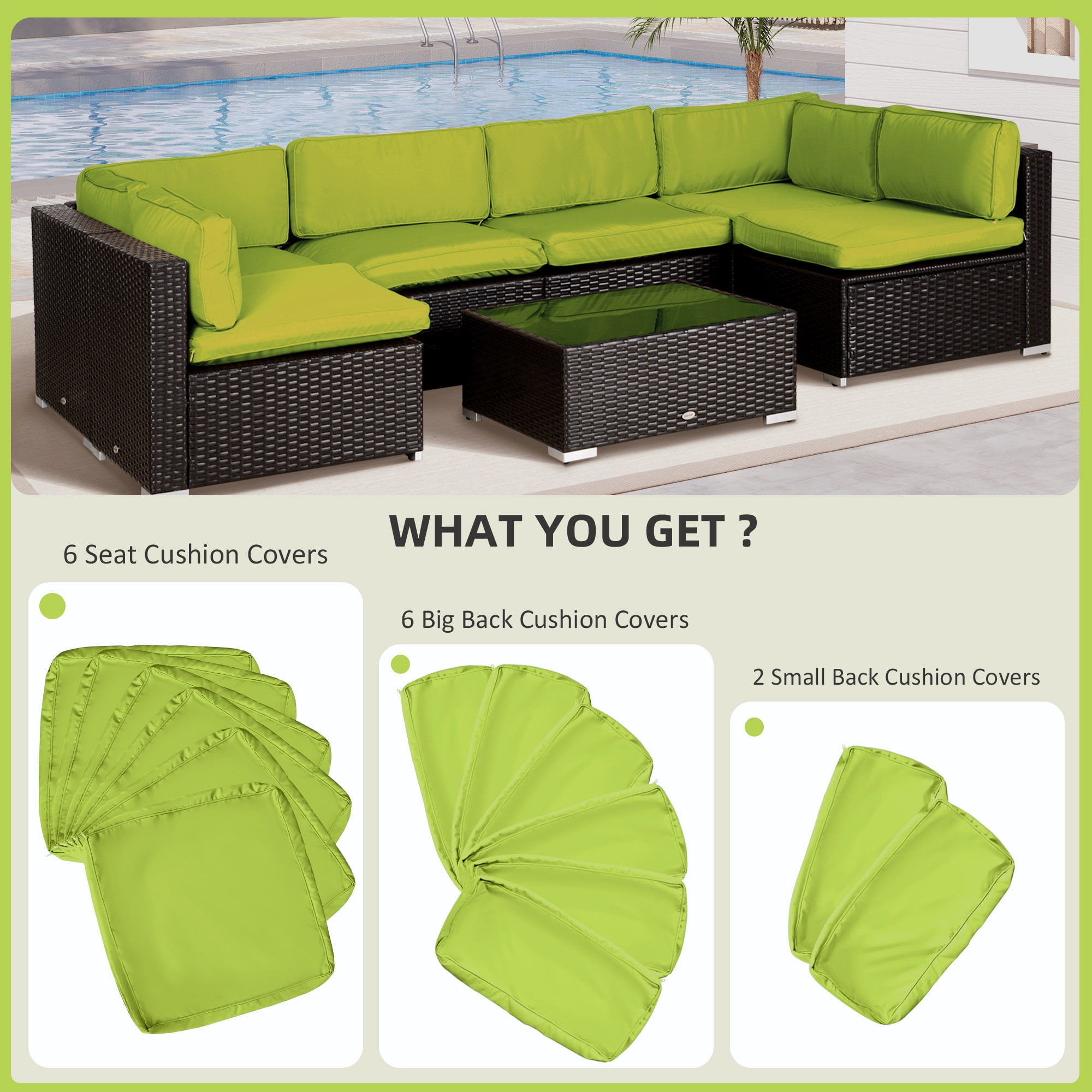 Outsunny Outdoor 14pc Patio Rattan Sofa Set Cushion Cover