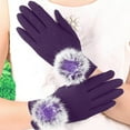 thumbnail image 4 of Winter Purple Women Touchscreen Gloves For Cold Weather, Chenille Warm Cable Knit Elastic Texting Thermal Driving, 4 of 5