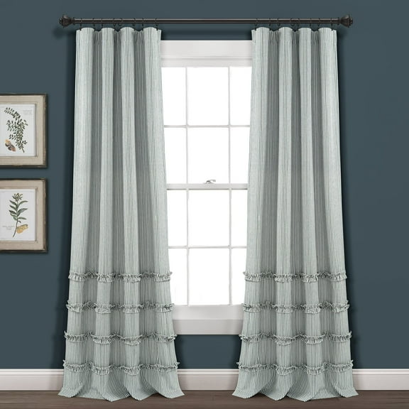 Lush Decor Farmhouse 2 Piece Striped Blackout Curtain Panel