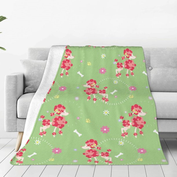 Fotbe Cute Poodle Dog Manta de Franela Acolchonada con Estampado, Súper Suave y Esponjosa, Extra Grande para Sofá, Cama, Uso Todo el Año-40"x30"