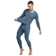 thumbnail image 3 of Moggemol Ensemble Thermique d'Hiver pour Homme, Couche de Base Douce avec Encolure Ronde pour la Randonnée en Plein Air Bleu Marine 3TG, 3 of 7