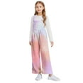 thumbnail image 4 of Girls Overalls Sherpa Fleece Bib Jumpsuits Adjustable Strap Casual Loose Fuzzy Winter Wide Leg Bibs with Pockets (7-8 Years, Pink|Tie-dye), 4 of 7