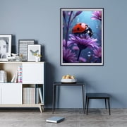 Diamond Art Kits for Adults - 5d Ladybug On Purple Bloom Diamond Painting for Adults, Diamond Art for Adults Beginners, Diamond Painting Kits for Adults for Home Wall Decor