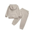 thumbnail image 2 of Hansber Boys Girls Athletic Sweatsuits 2Pcs Jogger Outfits Set Kids Clothes Set Pullover Tracksuit Light Brown 150, 2 of 7