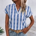 thumbnail image 4 of adviicd Hauts Mignons pour Femmes Blouse Plissée Basique à Col Rond Décontractée avec Trou de Serrure Bleu,L, 4 of 5