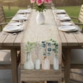 thumbnail image 4 of Bottles and Plants Table Runner - 120 Inch Long Farmhouse Country Rustic Brown Wooden Plank Cotton and Linen Blended Dress Scarves Farmhouse Table Runner for Kitchen Dining, Coffee Table, 13" x 120", 4 of 8