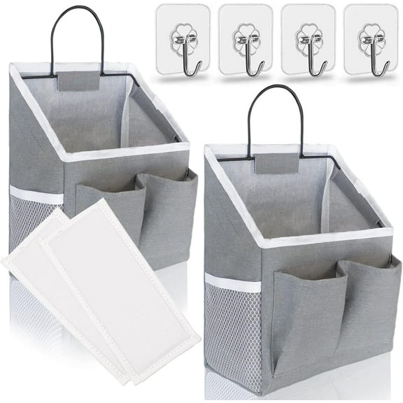 2pcs Small Wall Hanging Baskets for Organizing, Wall Hanging Storage Bags as Over the Door Organizer, Wall File Organizer, Rv Storage and Organization. For Bedroom, Office, Camper