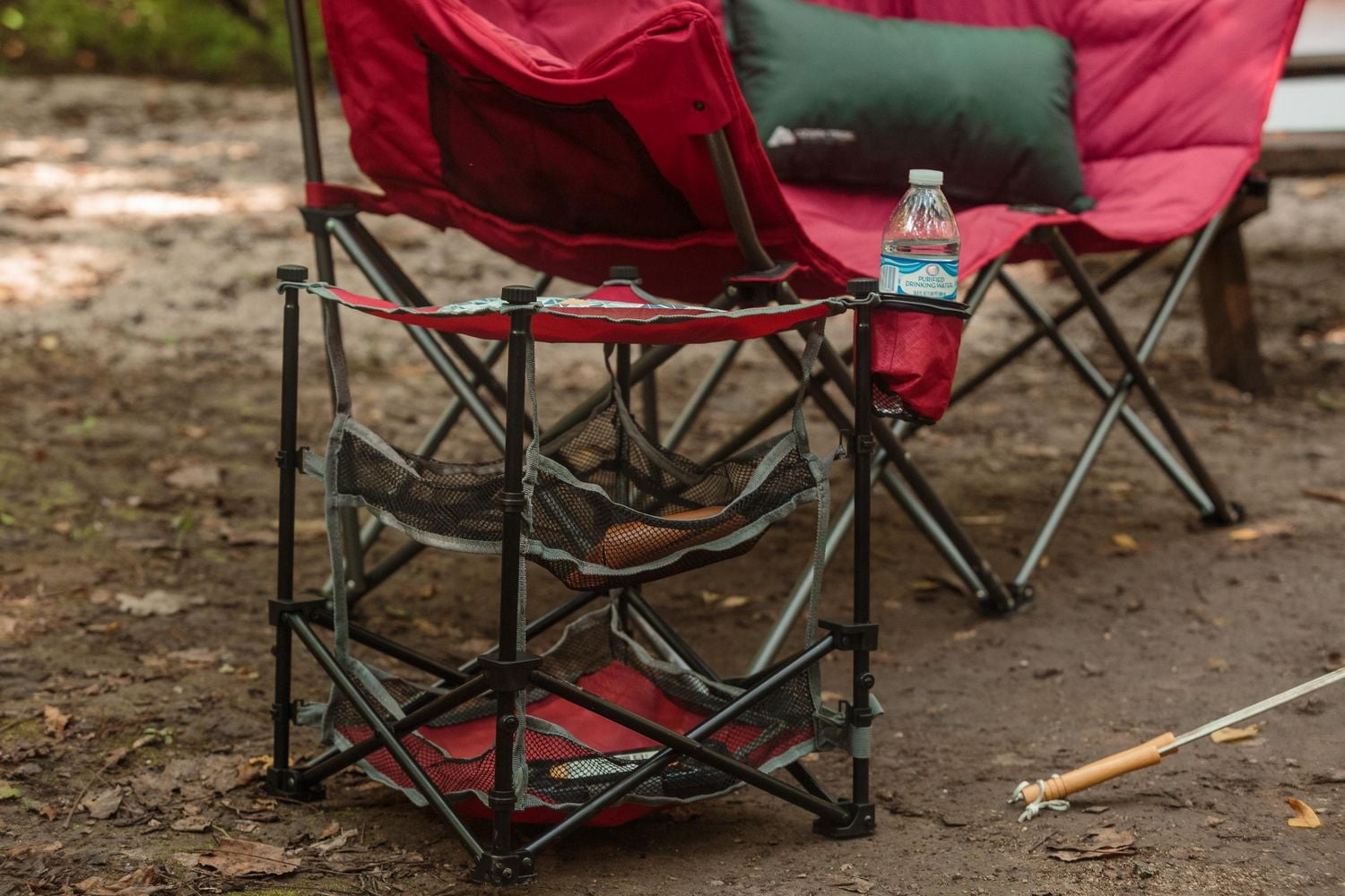 Ozark Trail Folding End Table, Red, Cup Holder, Outdoor Camping