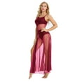thumbnail image 4 of Yartina Womens Spaghetti Strap Mesh Asymmetrical Lyrical Ballet Dance Dress Ballerina Built-in Burgundy XL, 4 of 7