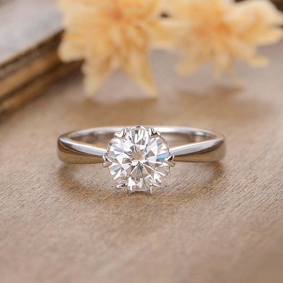 Veda Jewel 14K White Gold Plated 2.1 Ct Round Cut Diamond Ring - Wedding Ring with Handmade Design - Perfect for Special Occasions - A Beautiful Representation of Your Everlasting Commitment