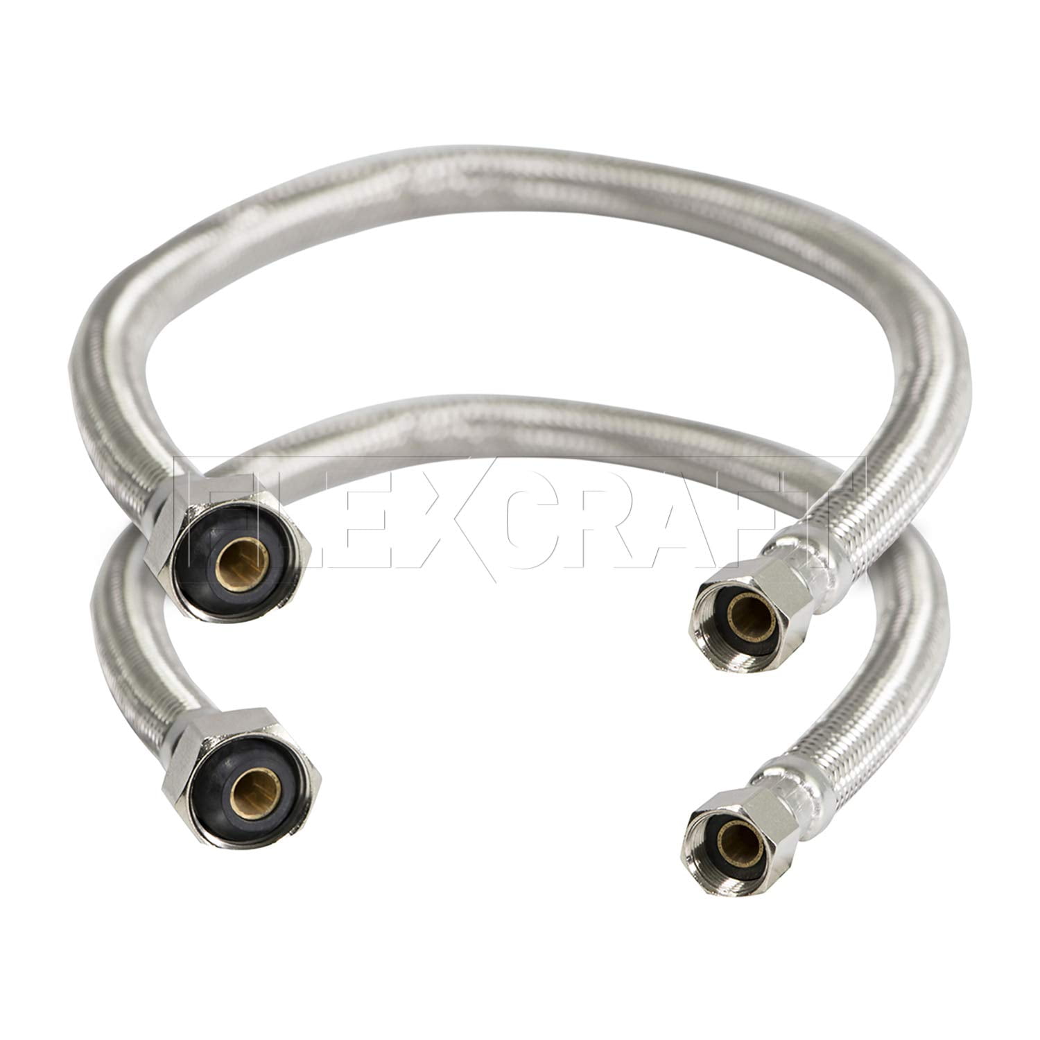 Faucet Connector With 1/2 in. x 3/8 in. Brass Nut, Stainless Steel Faucet Supply Line 30 in. (Pack Of 2)