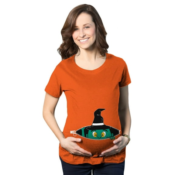 Maternity Peeking Witch Baby Halloween Funny Pregnancy Gift T shirt