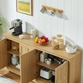 thumbnail image 4 of 67" Large Sideboard Buffet Cabinet with Storage, Farmhouse Kitchen Cabinet with Walnut Top, 4 Door Console Cabinet for Dining Room Living Room Entryway Natural, 4 of 5