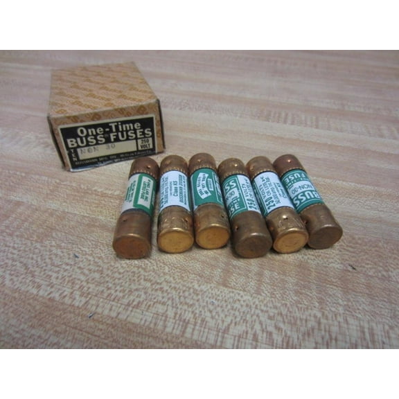 Bussmann NON-30 Cartridge Fuse - 30 Amps, 250 V AC Fuse - Pack of 6