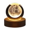 thumbnail image 2 of Pebbuoy Crystal Ball Night Light with Wooden Base 3D Engraved Milky Way System USB Plug-Play Bedside Lamp Desktop Decoration, 2 of 7